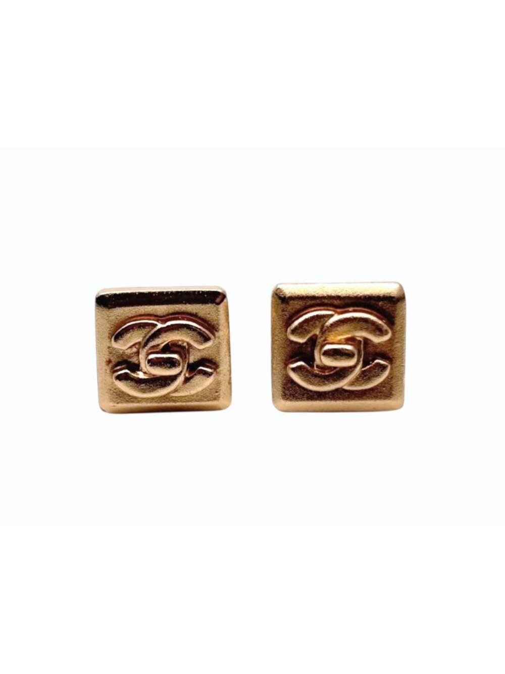 Chanel CC Logo Earrings 02 Turnlock Matte Gold Metal